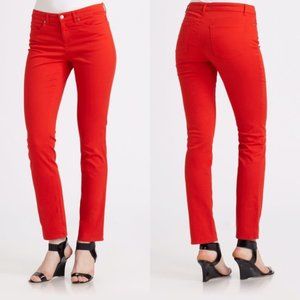 Eileen Fisher flame red organic cotton stretch ankle length skinny jeans size 6